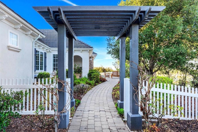 view of patio / terrace featuring a pergola