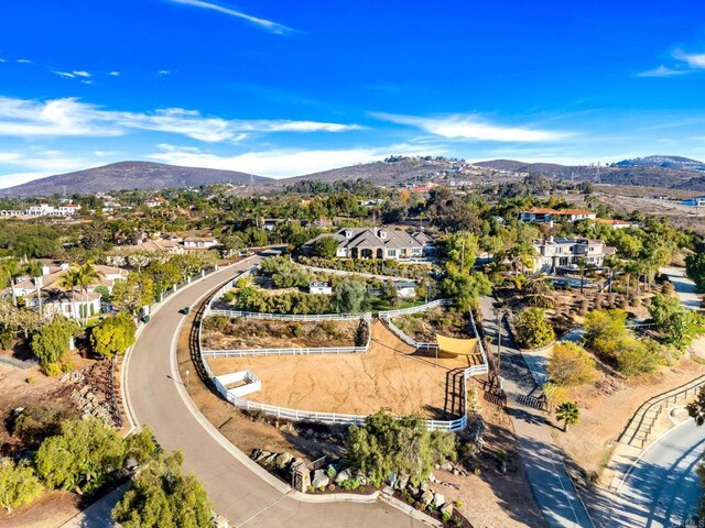 bird's eye view with a mountain view