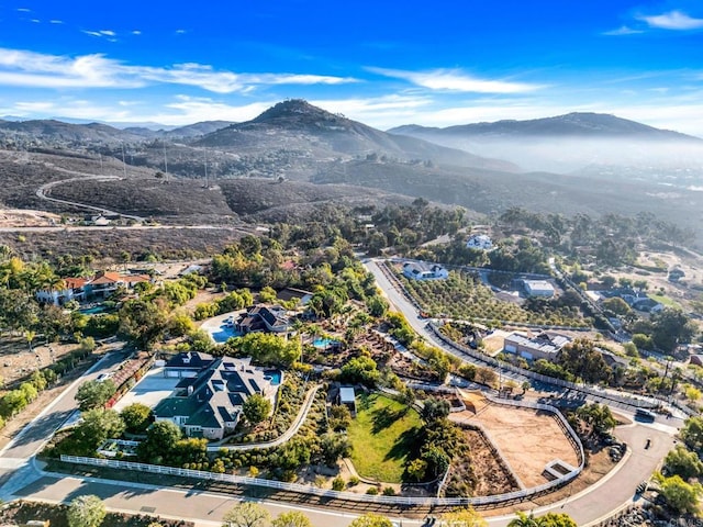 birds eye view of property with a mountain view