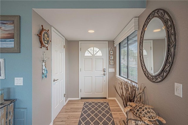 entrance foyer with light hardwood / wood-style flooring