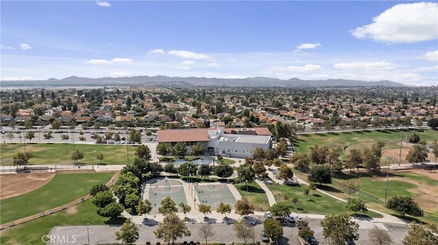 aerial view with a residential view and a mountain view