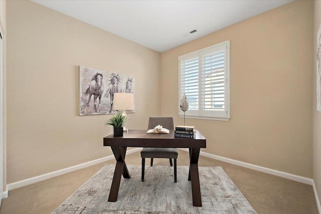 view of carpeted office space