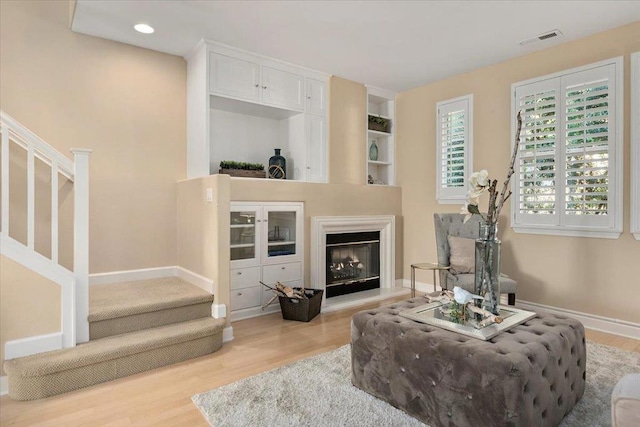 living room featuring light hardwood / wood-style floors