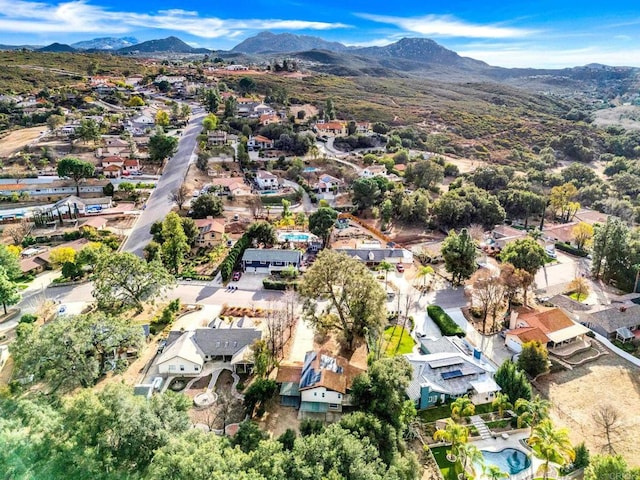 drone / aerial view with a mountain view