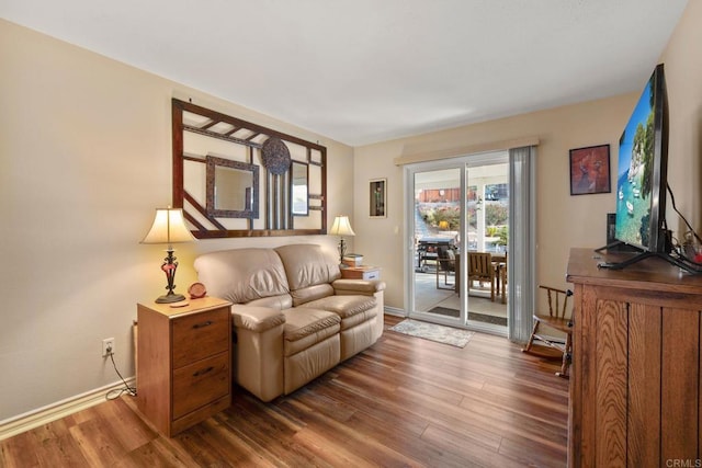 living room with hardwood / wood-style flooring