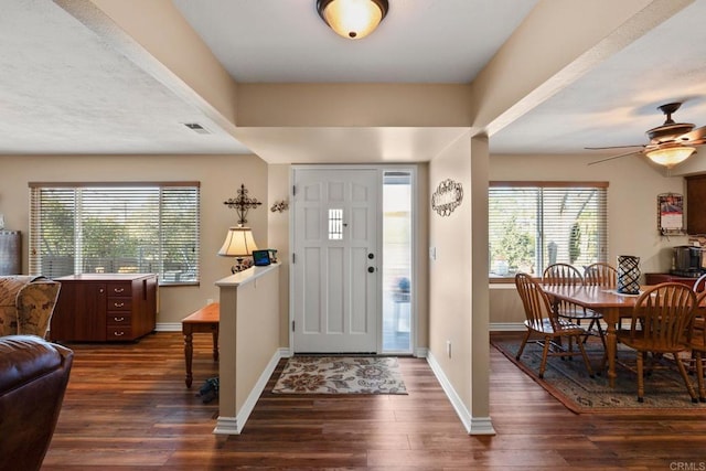 foyer entrance with dark hardwood / wood-style floors