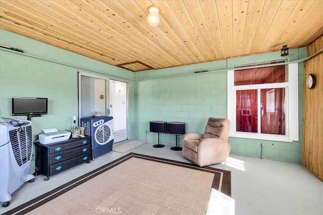 sitting room featuring wooden ceiling