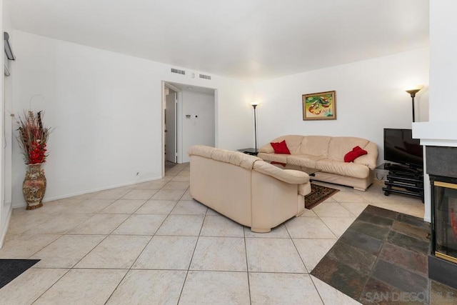 view of tiled living room