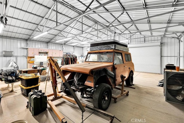 garage featuring metal wall