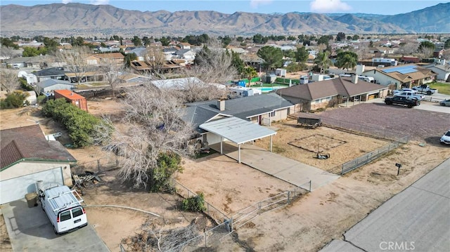 aerial view with a residential view and a mountain view