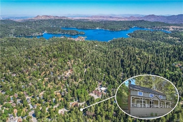 855 Lake Dr, Lake Arrowhead, CA 92352 - drone / aerial view of a forest and a water and mountain view