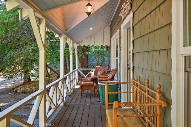 wooden terrace with covered porch