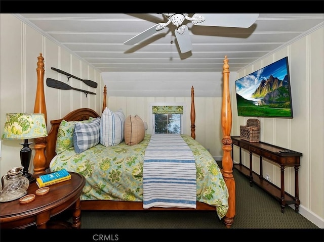 855 Lake Dr, Lake Arrowhead, CA 92352 - bedroom with carpet floors and ceiling fan