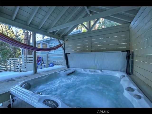 855 Lake Dr, Lake Arrowhead, CA 92352 - view of patio featuring a hot tub