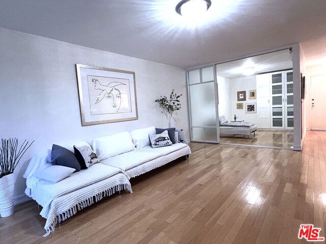 living room with hardwood / wood-style flooring