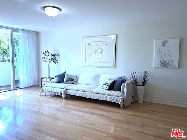 living room with hardwood / wood-style flooring