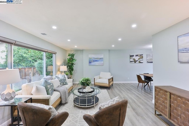 living room featuring light hardwood / wood-style floors