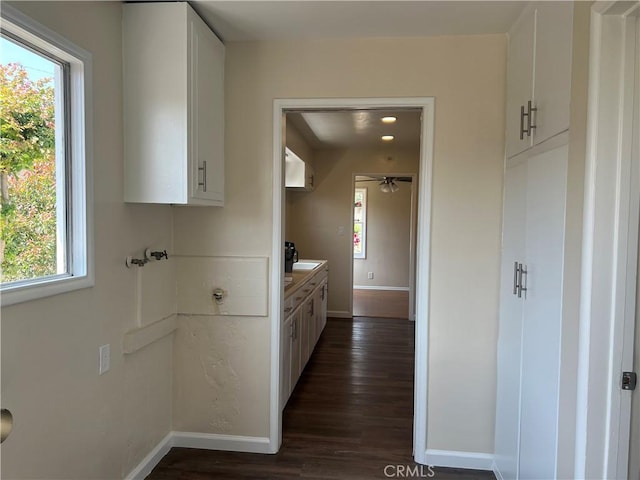 2441 W Repetto Ave, Montebello, CA 90640 - bathroom featuring baseboards, wood finished floors, and plenty of natural light