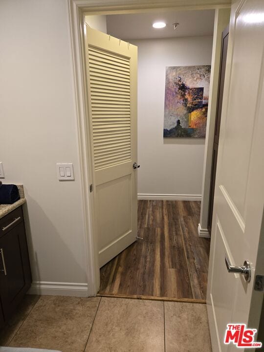 hall featuring dark hardwood / wood-style flooring