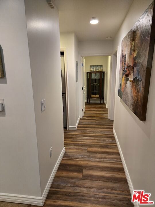 hall featuring dark hardwood / wood-style floors