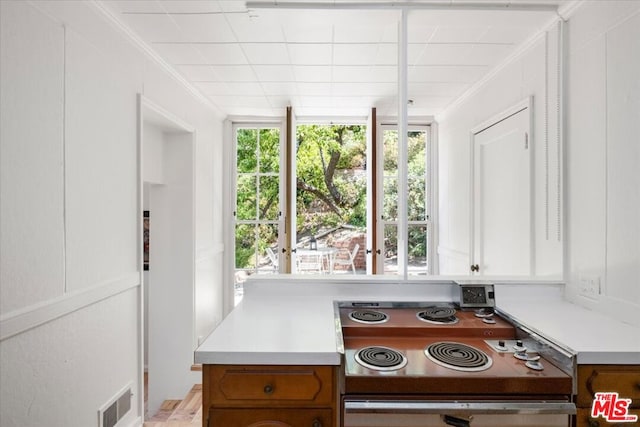 kitchen featuring cooktop and ornamental molding