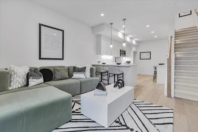 living room featuring light hardwood / wood-style flooring