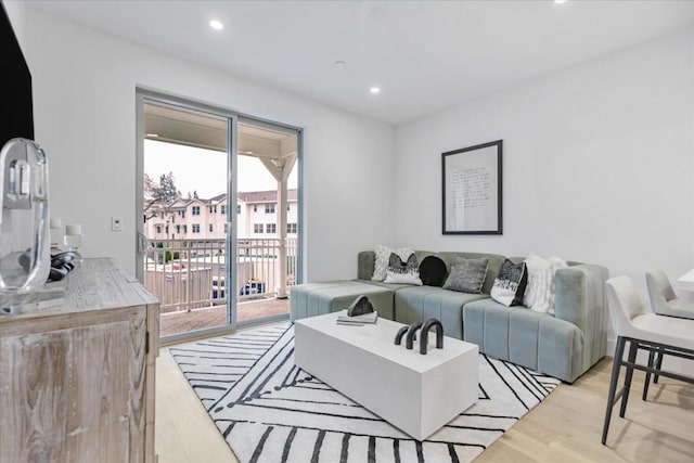 living room featuring light hardwood / wood-style flooring