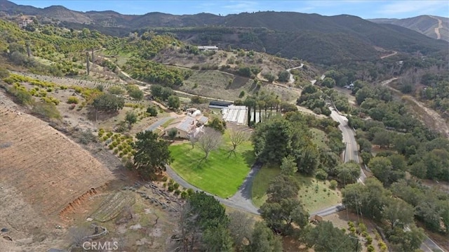 bird's eye view with a mountain view