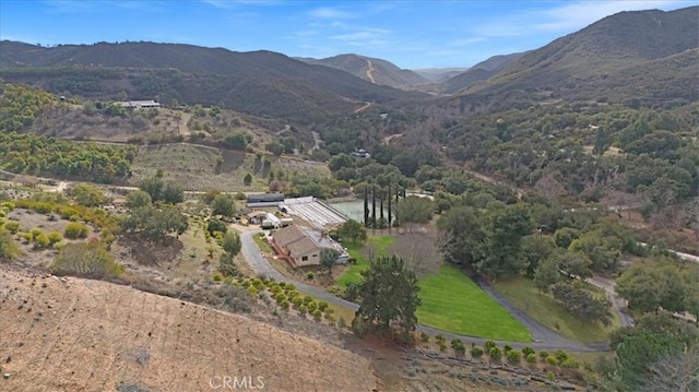 drone / aerial view with a mountain view