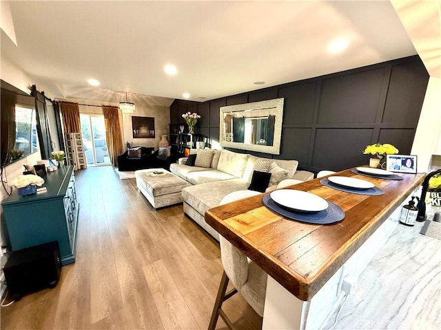 living room featuring light hardwood / wood-style floors