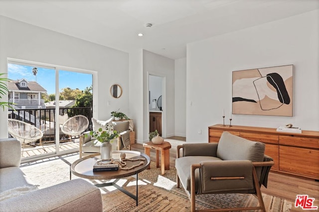 living room featuring light wood-type flooring