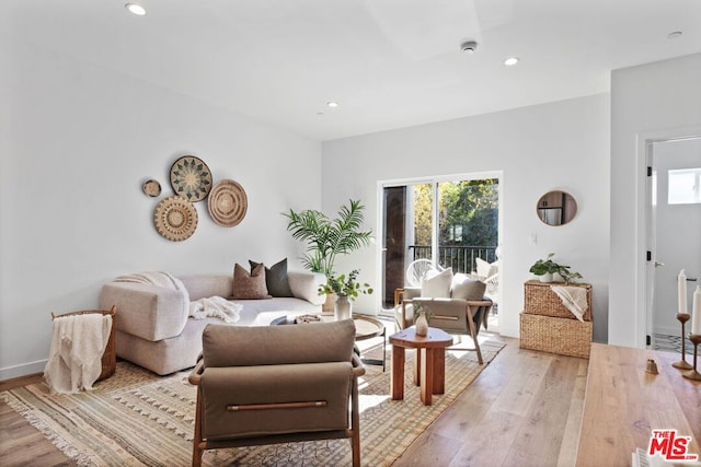 living room with light hardwood / wood-style floors