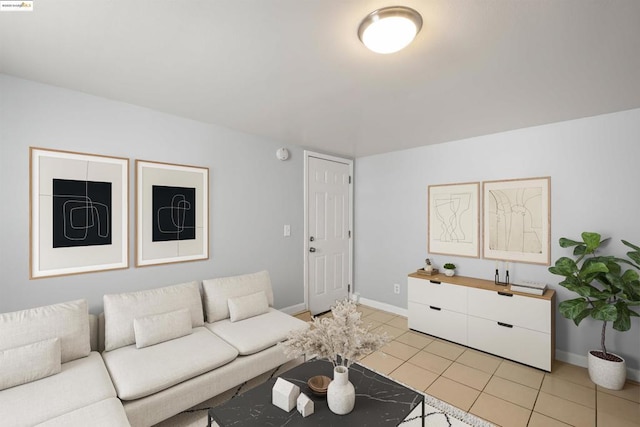 living room with light tile patterned floors