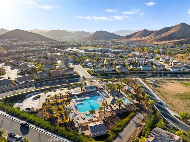 drone / aerial view with a mountain view