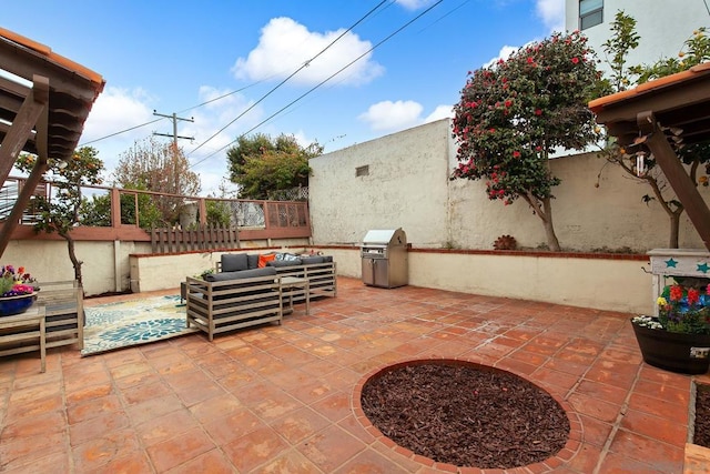 view of patio / terrace featuring grilling area and an outdoor hangout area