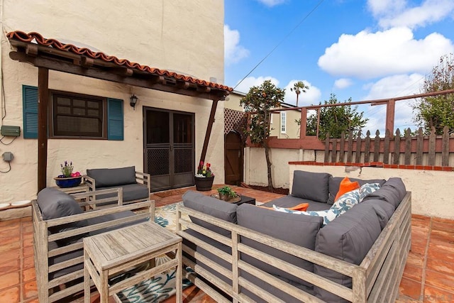 view of patio featuring outdoor lounge area