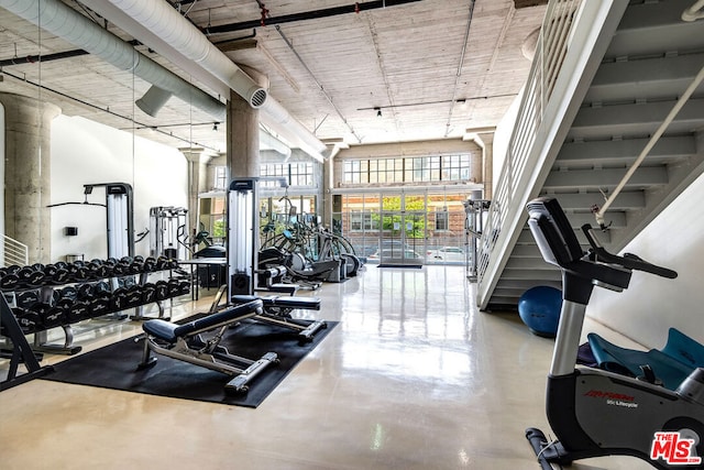 gym featuring a high ceiling