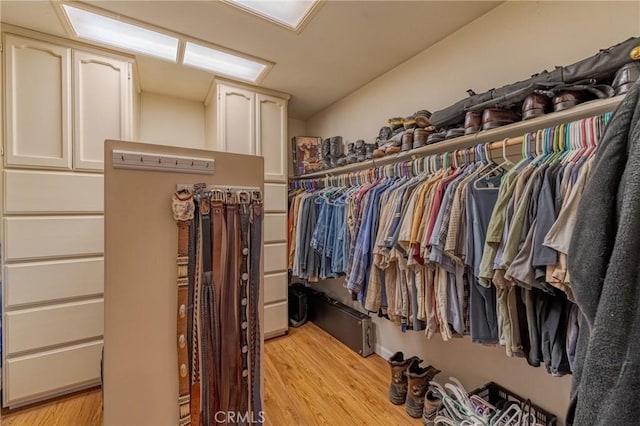 spacious closet with light wood-type flooring