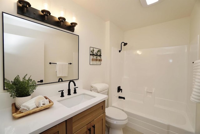 full bathroom featuring vanity, toilet, and shower / bath combination