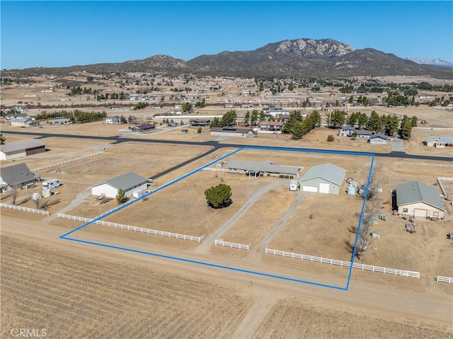 drone / aerial view featuring a mountain view