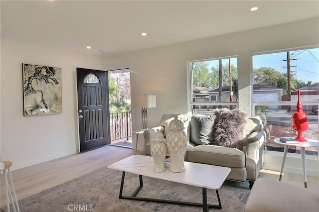 living room with light wood-type flooring