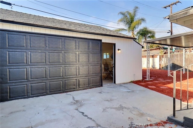 view of detached garage