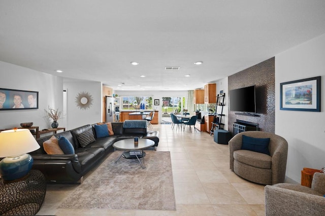 view of tiled living room