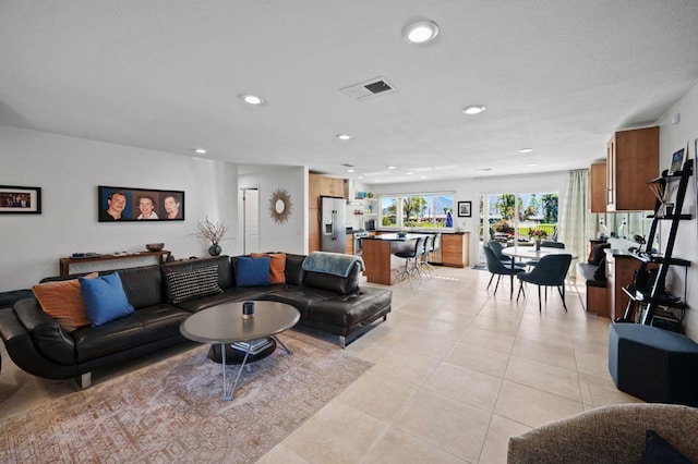 view of tiled living room