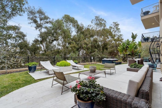 view of patio featuring an outdoor living space