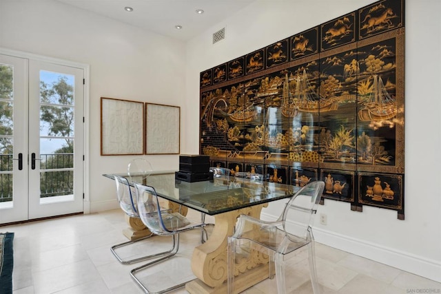 dining space with french doors