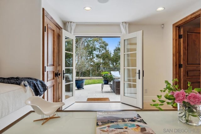 doorway to outside featuring french doors