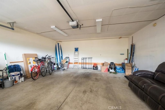 garage with a garage door opener