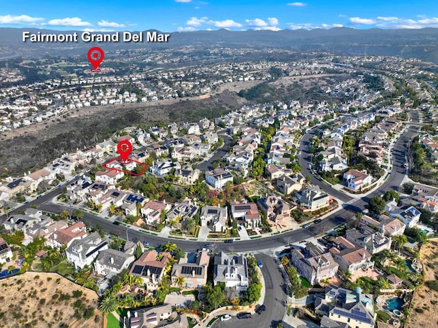 bird's eye view featuring a mountain view