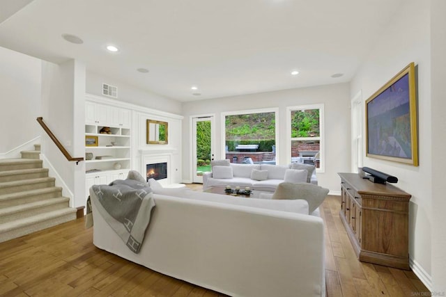 living room featuring light wood-type flooring